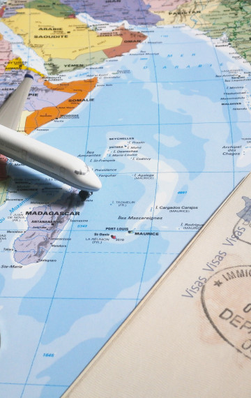 Mauritius cartina e timbri aeroportuali