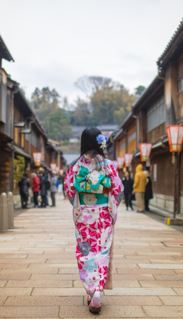 giappone kanazawa ragazza di spalle