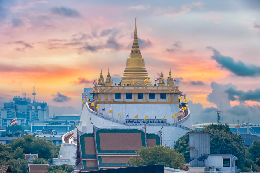 sta del tempio "Golden Mountain" di Wat Saket